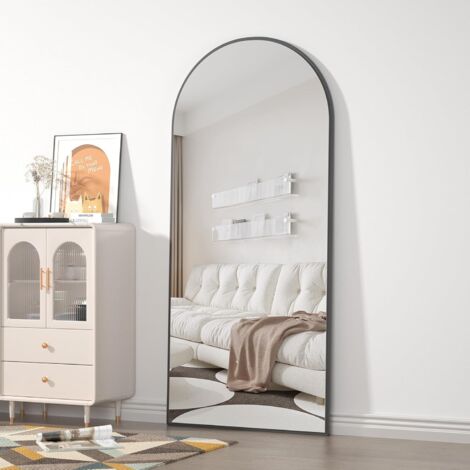 Cassilando – Miroir sur pied 165 x 60 cm – Cadre en aluminium ultra-mince – Verre haute définition – Pour chambre, salon, salle de bain