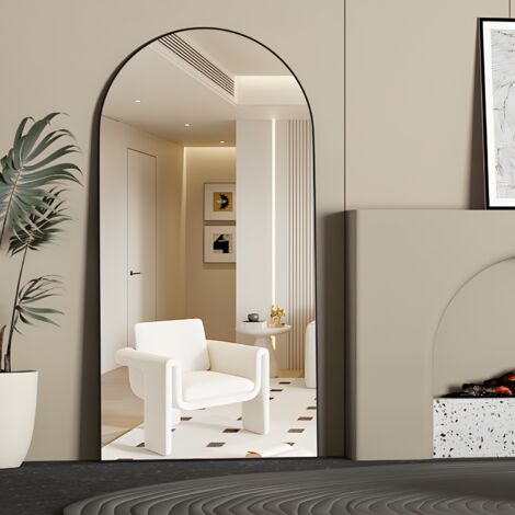 Cassilando – Miroir sur pied 180 x 80 cm – Miroir pleine longueur autoportant noir – Cadre en aluminium – Film anti-éclat pour sécurité - SOL 180 X