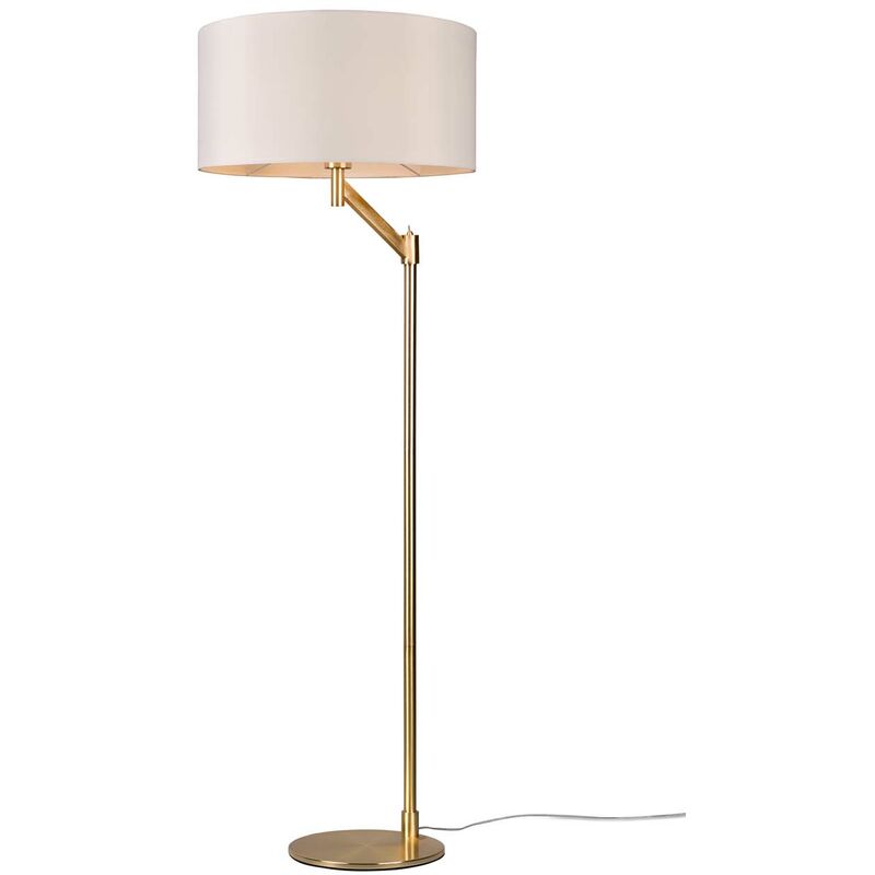 Cassio Lampadaire en Métal Laiton avec Abat-jour Blanc h. 153,3cm