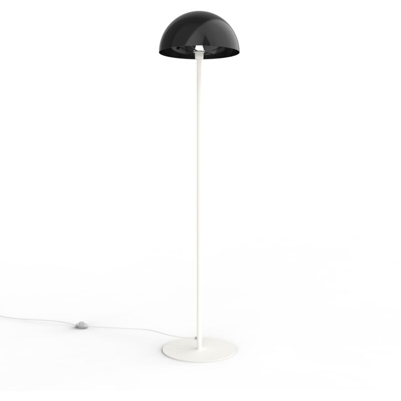 Lumicom - cassis Lampadaire, 1XE27, max 42W, métal, noir mat/blanc, D40cm H160cm 40 Noir brillant/blanc - Noir brillant/blanc