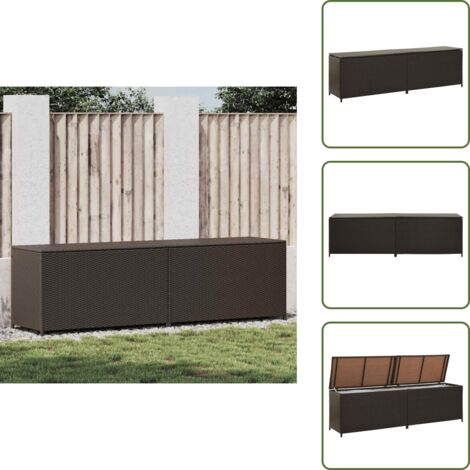 Cassone per oggetti da giardino - vidaXL Baule da Giardino in Polyrattan 200x50x60 cm Marrone - Cassone per mobili da esterno