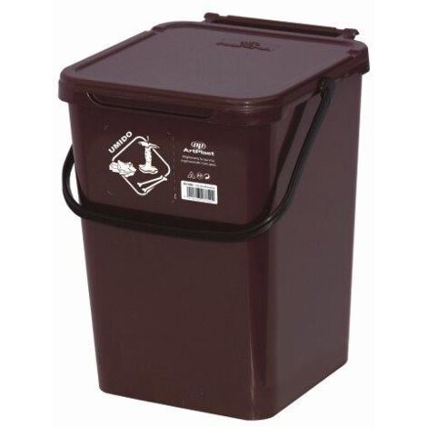 cassonetto in plastica marrone con coperchio per raccolta differenziata, 10 lt