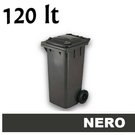 Cassonetto/Pattumiera/Contenitore/Bidone per raccolta rifiuti uso esterno 120lt Nero