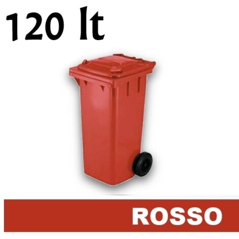 Cassonetto/Pattumiera/Contenitore/Bidone per raccolta rifiuti uso esterno 120lt Rosso