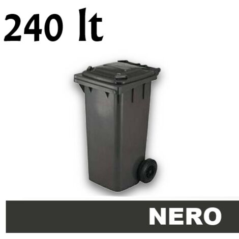Cassonetto/Pattumiera/Contenitore/Bidone per raccolta rifiuti uso esterno 240lt Nero