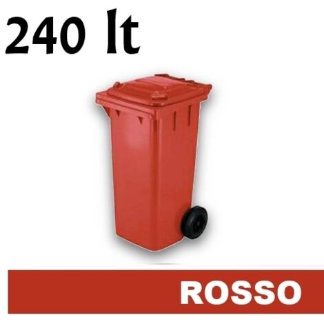 Cassonetto/Pattumiera/Contenitore/Bidone per raccolta rifiuti uso esterno 240lt Rosso