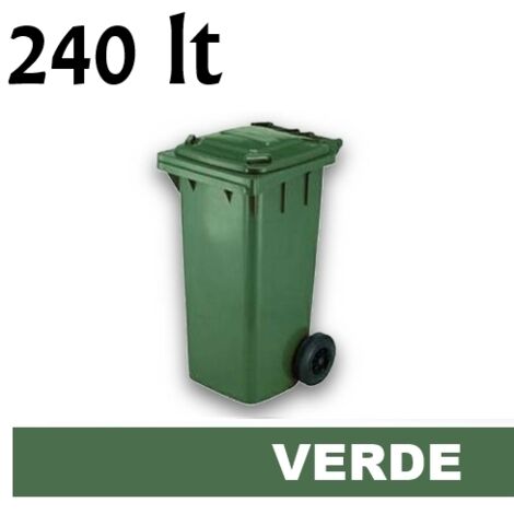Cassonetto/Pattumiera/Contenitore/Bidone per raccolta rifiuti uso esterno 240lt Verde