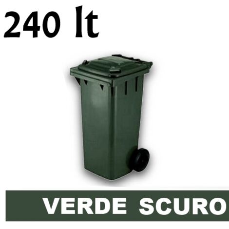 Cassonetto/Pattumiera/Contenitore/Bidone per raccolta rifiuti uso esterno 240lt Verde scuro