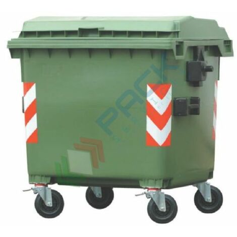 Cassonetti per la raccolta differenziata rifiuti, capacità 660 e 1100 Lt, certificati UNI EN 840, coperchio piano