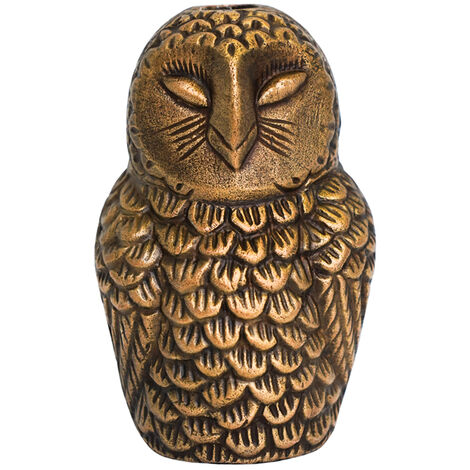 Cast Aluminium Owl Candle Holder - Aluminium - L8.5 x W7.5 x H14.5 cm - Antique Brass