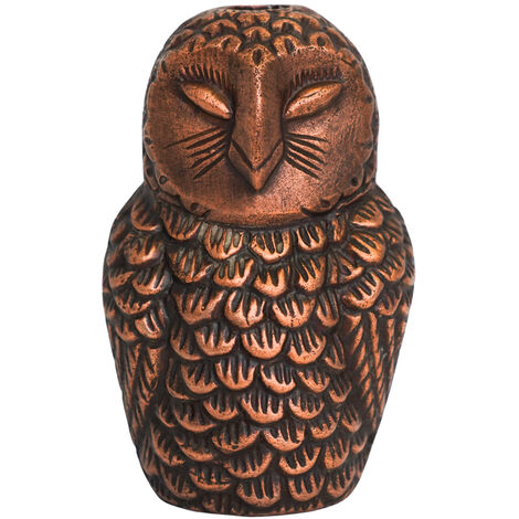 Cast Aluminium Owl Candle Holder - Aluminium - L8.5 x W7.5 x H14.5 cm - Antique Copper