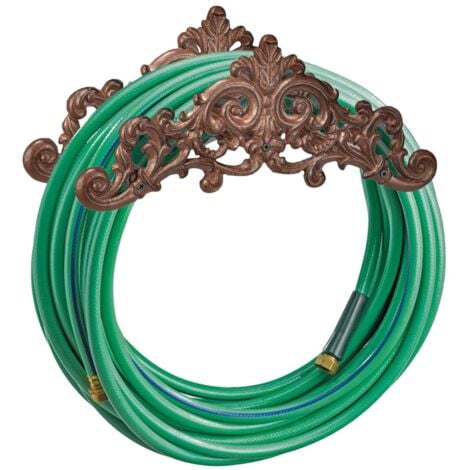 HI Cast Iron Antique Design Wall Mounted Garden Hose Holder Stand Storage Ornament