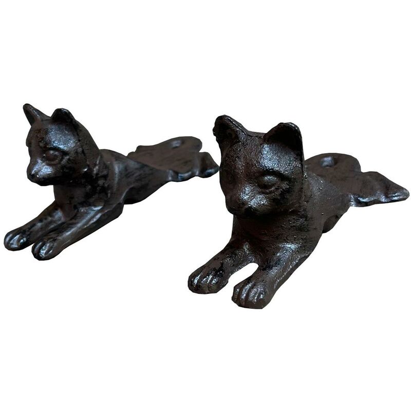 Selections - Cast Iron Cat Decorative Door Wedge Doorstop (Set of 2)