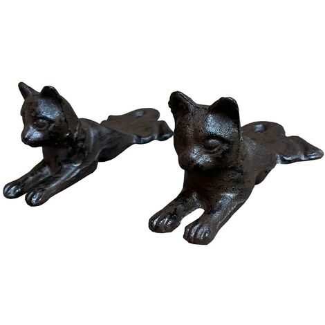 Cast Iron Cat Decorative Door Wedge Doorstop (Set of 2)