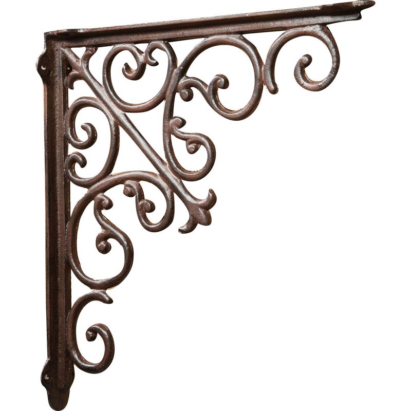 Cast iron made antiqued rust finish W39xP5xH39 cm sized wall shelf
