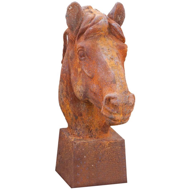 Cast iron made rust finish W22xDP58xH62 cm sized horse head