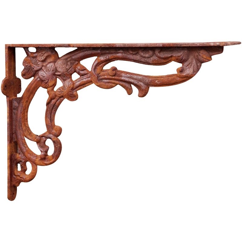 Biscottini - Cast iron made rust finish W40xDP11xH59 cm sized Vintage shelf