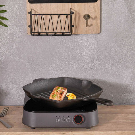 Cast Iron Non-Stick Frying Enamel Griddle Pan BBQ Grill Skillet Casserole Pot