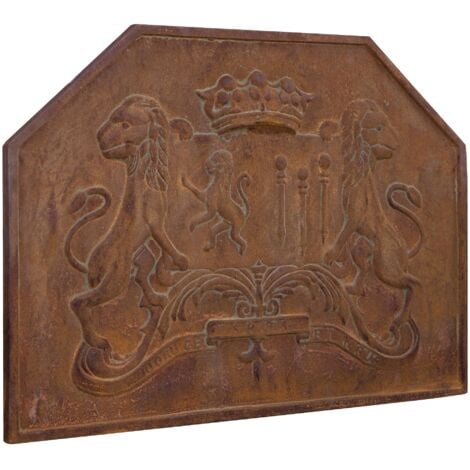 Cast iron plate Pediment with emblem for fireplace Fireplace panel Spark arrester Protection grate Saves floors and walls