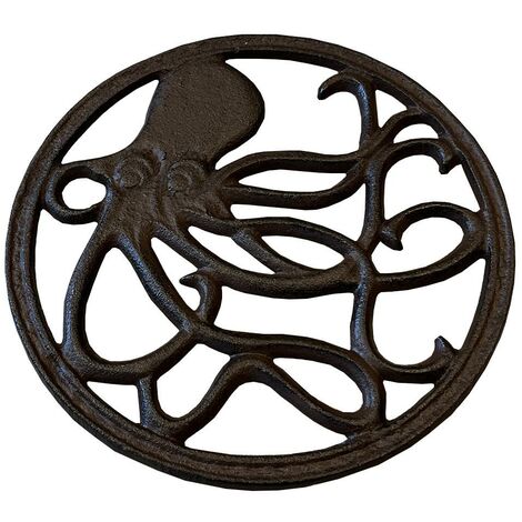 Cast Iron Round Octopus Themed Table Trivet