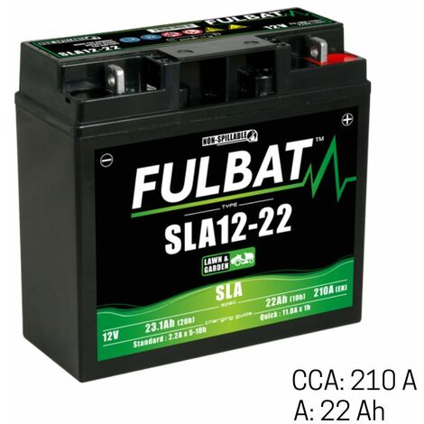 Castelgarden – Batterie tondeuse autoportée 12V 22Ah – Capacité de démarrage à froid 210A – Longueur 181mm – Batterie sans entretien