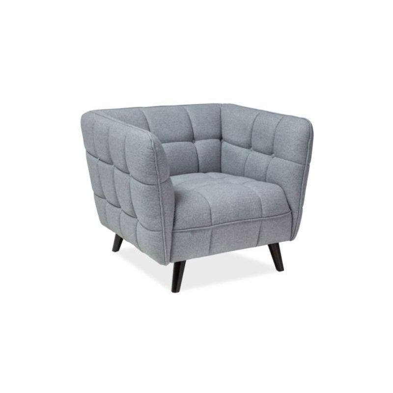CASTELLA - Fauteuil confortable avec un revêtement vintage - Hauteur : 78 cm - Dossier et assise épais et confortables - Gris