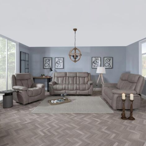 Castellan Fabric Electric Recliner Sofa Set 3+1+1 Seater / Sandstone