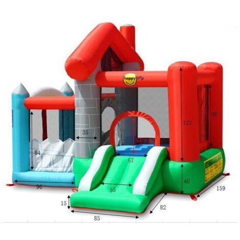Castello Giostra Gonfiabile Happy Casa con Scivolo e Pompa Inclusa Happy Hop