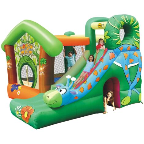 Castello Giostra Gonfiabile Jungle Fun con Scivolo e Pompa Inclusa Happy Hop