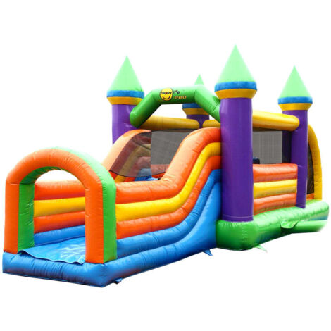 Castello Giostra Gonfiabile Obstacle Racer con Pompa Inclusa Happy Hop Pro