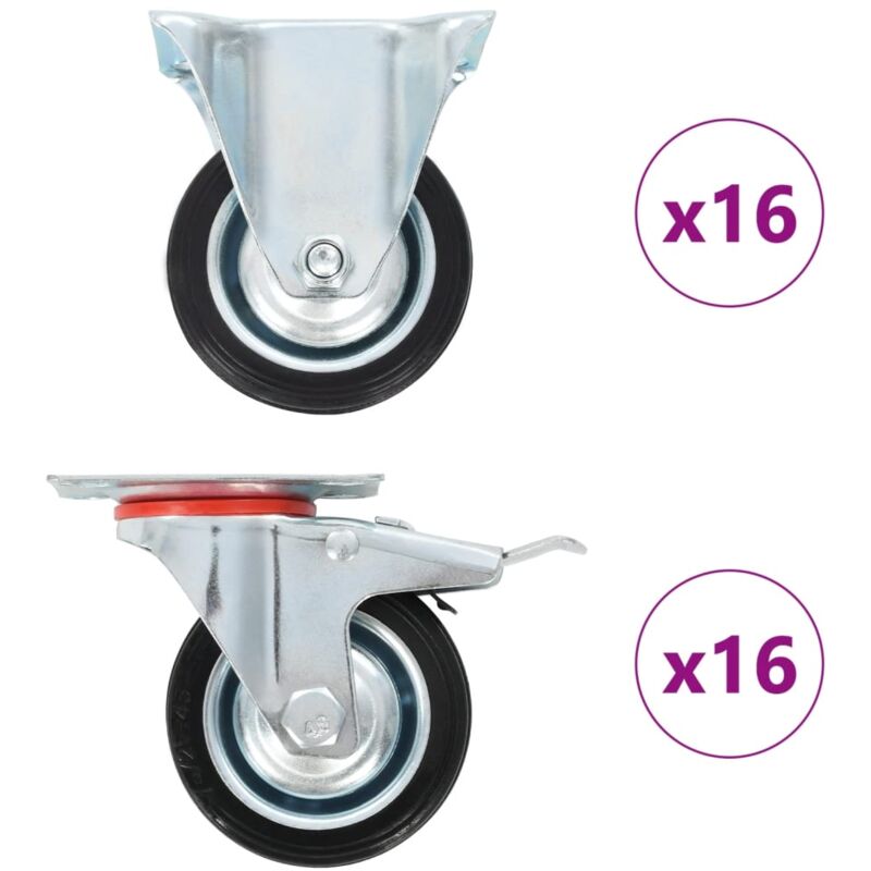 32 pcs Casters 75 mm vidaXL