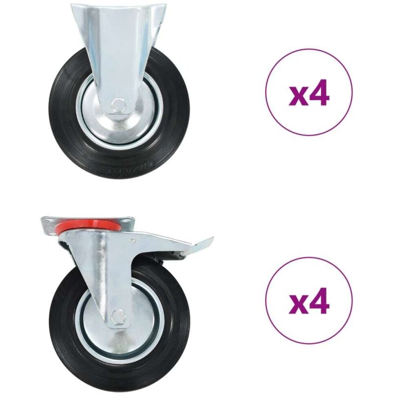 8 pcs Casters 200 mm Vidaxl