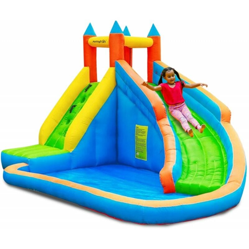 

Castillo Acuático Hinchable 4m - Con tobogán, escalada, piscina - Aqua Park - Multicolor