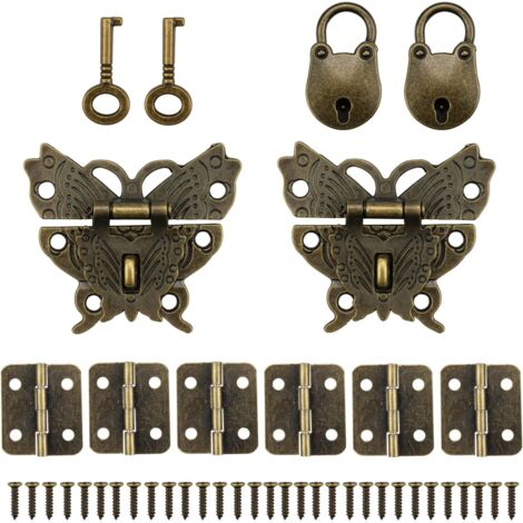 Castillo antiguo con llaves, pequeñas bisagras antiguas, mini candado con cierres para joyero y diario, decoración de regalo