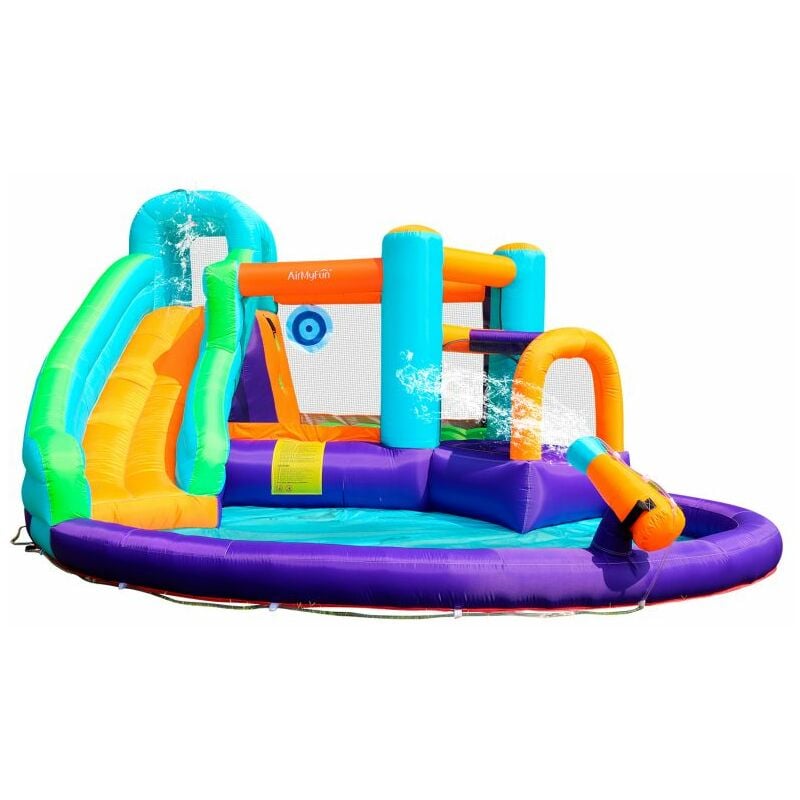 

Castillo hinchable 4,30m Play4Fun Sunny Jungle con tobogán y diana- Infaldor y mochila de transporte incluidos - Multicolor