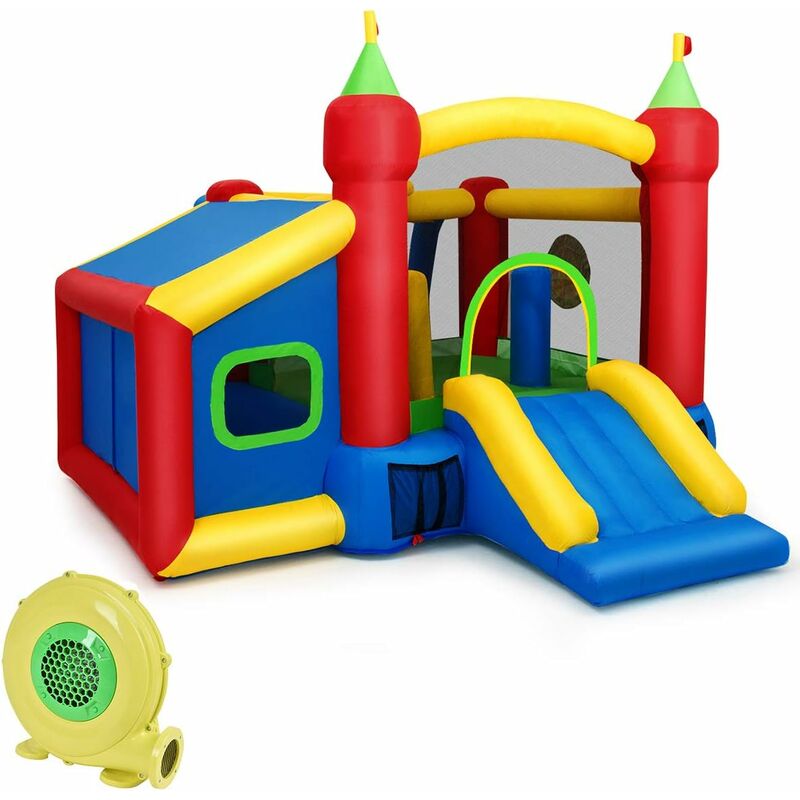 

Castillo Hinchable CON Ventilador de Aire con Tobogán para Niños 100 Bolas 380x305x215cm