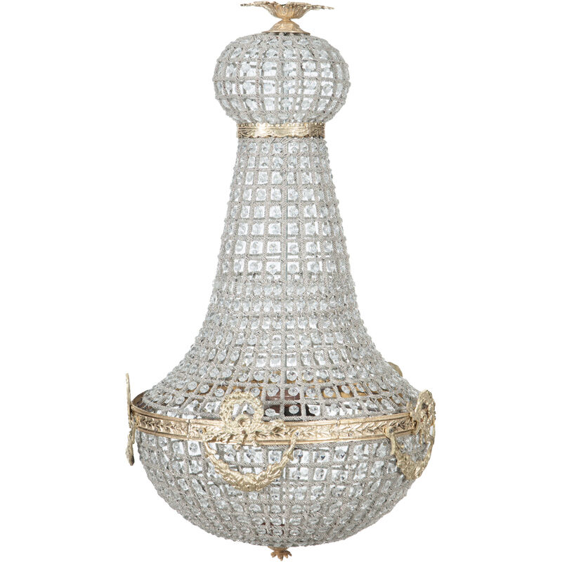 Casting aged brass and crystal gems chandelier diam. 50XH100 cm