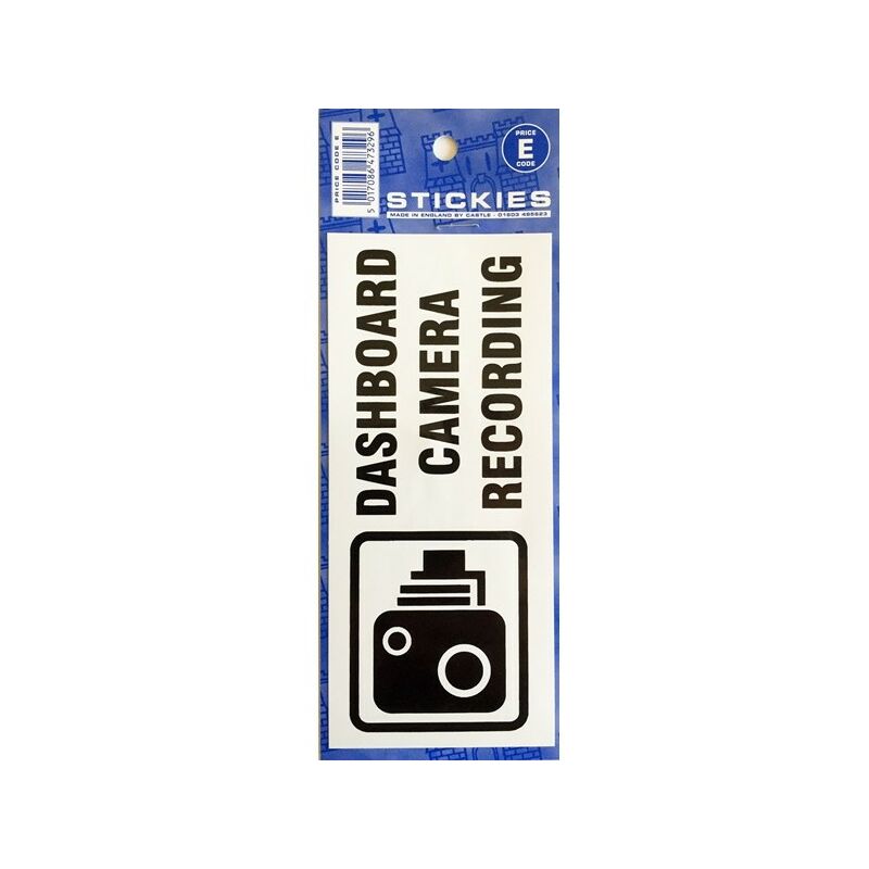 CASTLE PROMOTIONS Outdoor Vinyl Sticker - Blue - Dashboard Camera Recording - V590