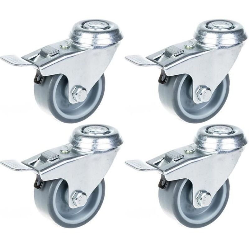 Castors - Castor - 50mm - Grey Rubber - Capacity 160kg - Pack of 4