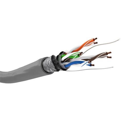 CAT 5e cavo di rete matassa, SF/UTP, m, grigio, Conduttore in alluminio rivestito di rame (CCA), AWG 26/7 (stranded), guaina in PVC. colore grigio