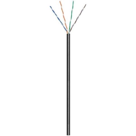 CAT 5e cavo di rete per esterni, U/UTP, nero, miscela di rame CCA per applicazioni SOHO, AWG 24/1 (solid), PE. Lunghezza del Cavo 100 m