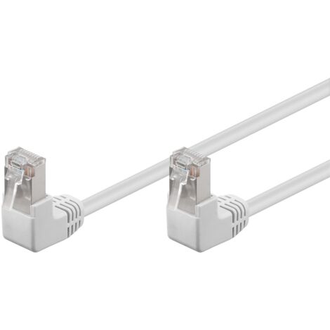 CAT 5e cavo patch 2x 90° angolato F/UTP, bianco, 1 m, conduttore di alluminio placcato di rame (CCA), 2x Spina RJ45 (8P8C) 90°. Lunghezza del Cavo 1 m