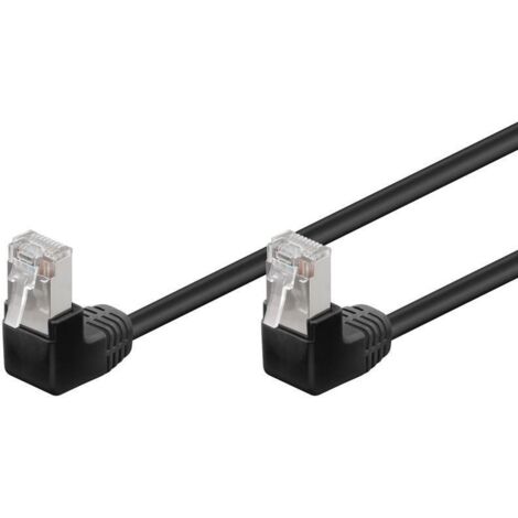 CAT 5e cavo patch 2x 90° angolato U/UTP, nero, 5 m, conduttore di alluminio placcato di rame (CCA), 2x Spina RJ45 (8P8C) 90°. Lunghezza del Cavo 5 m