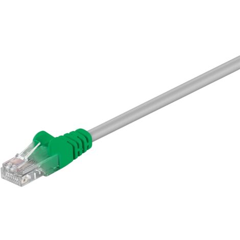 CAT 5e Crossover-Patchkabel, U/UTP, grau-Grün, Kupferkaschierter Aluminiumleiter (CCA). Kabellänge 0.25 m
