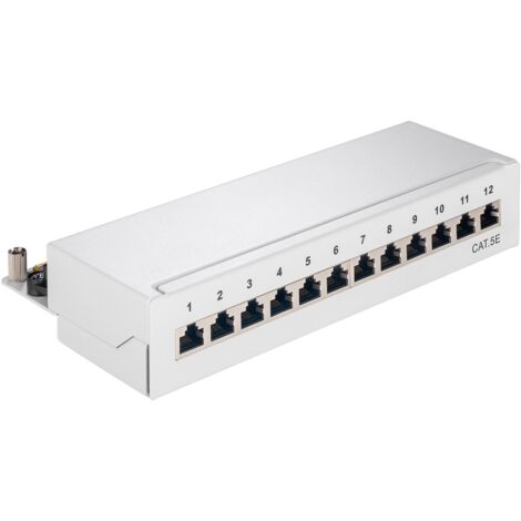 CAT 5e pannello patch mini/desktop, 12 porte (1 U), STP schermato, grigio. colore grigio