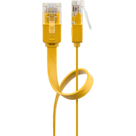 CAT 6 Câble Patch Plat, U/UTP, jaune, conducteur en cuivre (CU). Longueur de câble 0.5 m