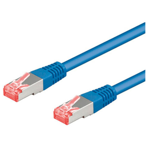 CAT 6 Câble Patch, S/FTP (PiMF), bleu, 0,25 m, conducteur en cuivre (CU), gaine de câble sans halogène (LSZH). Longueur de câble 0.25 m