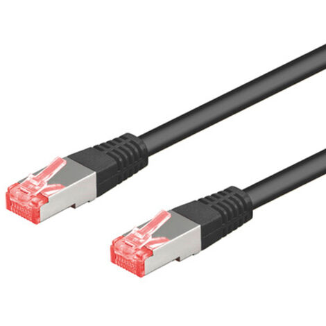 CAT 6 Câble Patch, S/FTP (PiMF), noir, 0,25 m, conducteur en cuivre (CU), gaine de câble sans halogène (LSZH). Longueur de câble 0.25 m