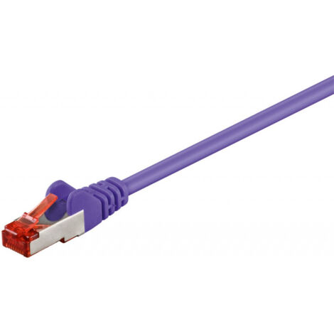 CAT 6 Câble Patch, S/FTP (PiMF), violet, 1 m, conducteur en cuivre (CU), gaine de câble sans halogène (LSZH). Longueur de câble 1 m