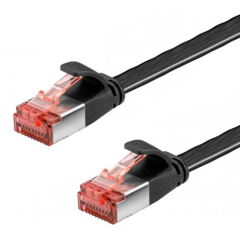 CAT 6 cavo patch piatto U/FTP, nero, conduttore di rame (CU). Lunghezza del Cavo 5 m